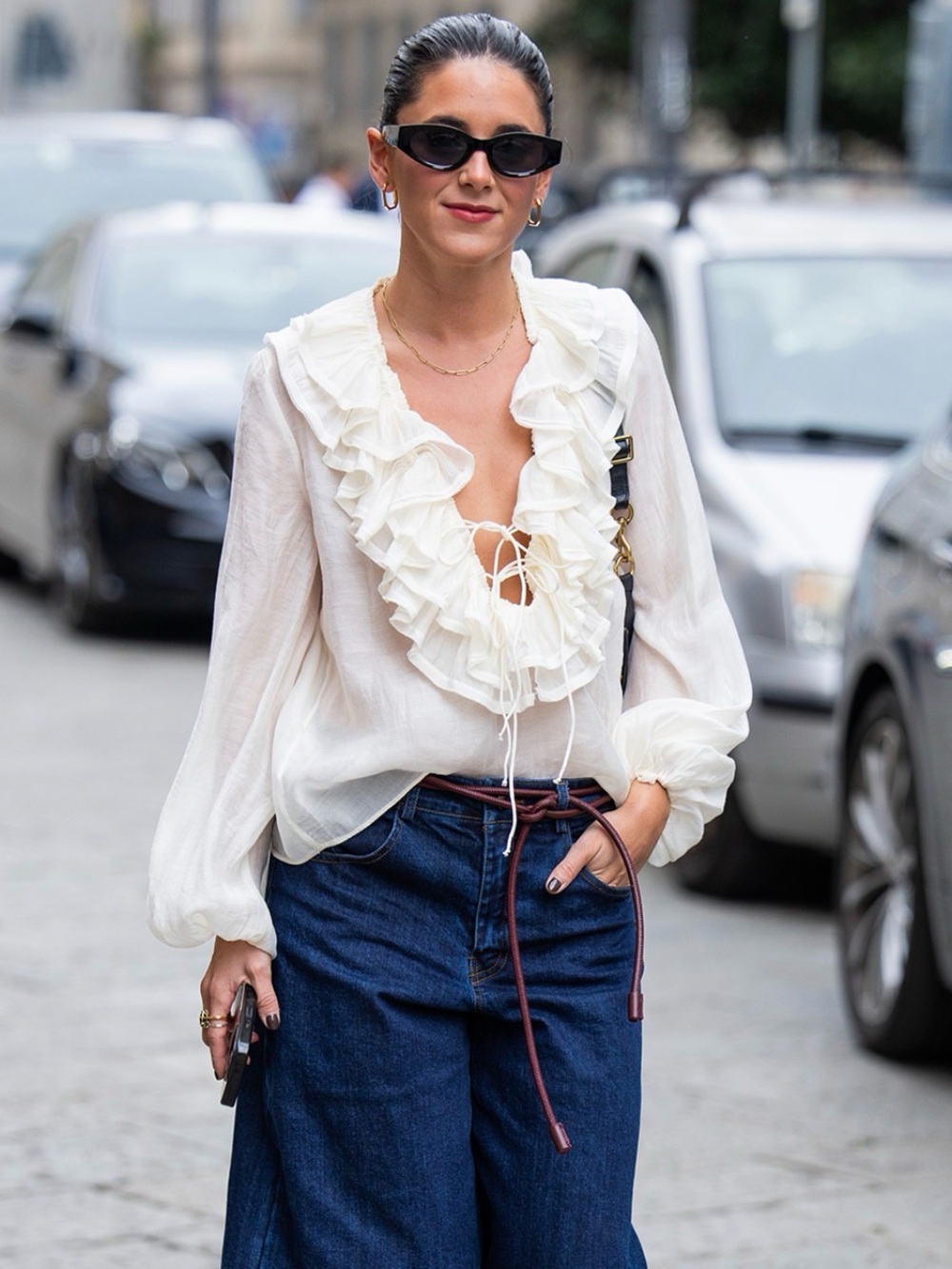 Zara Viral Romantic Voluminous Ruffled Blouse/ Size L